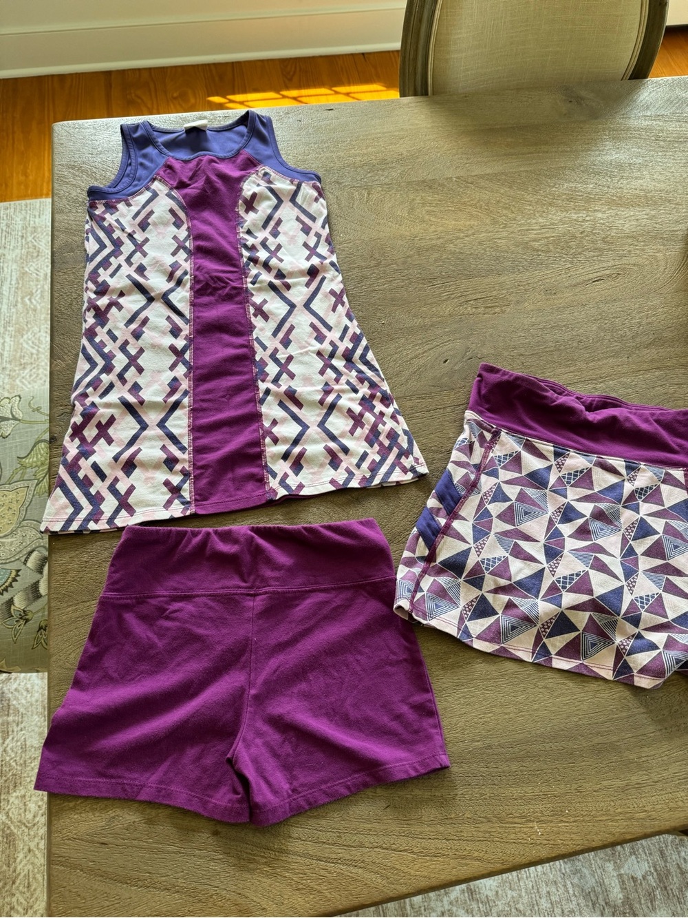 Girls' Purple Tennis Dress with Matching Purple Shorts L-10 & Skort Set XL-12